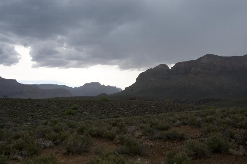 dark clouds hang over the grand canyon national park