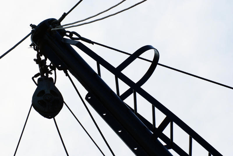 <p>Fishing Vessel Rigging</p>The top of a fishing vessel's rigging