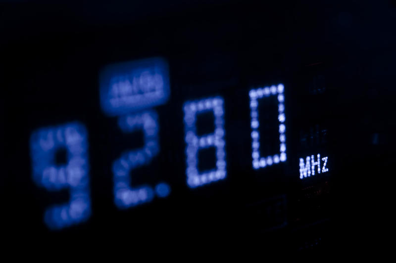 A digital tuner display from an FM radio