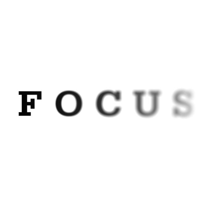 the word focus gradually going blurred, concept for eye exams, short sightedness and concentration