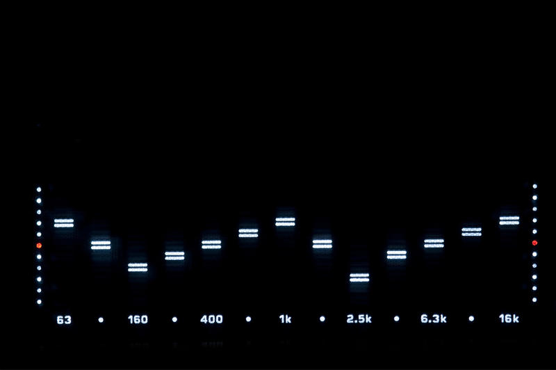 a digital graphic equaliser on a hi-fi sound system