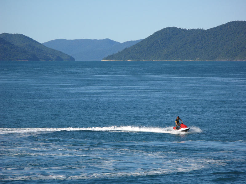 on the water riding a jetski or personal watercarft