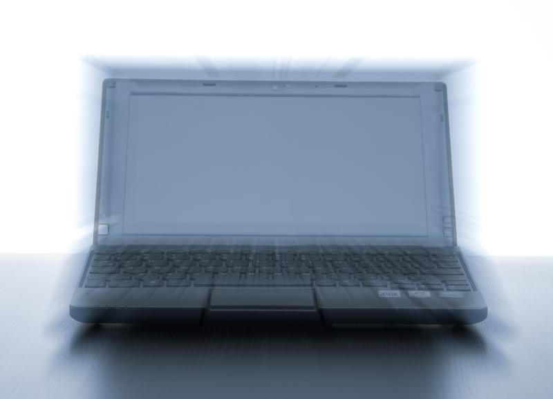 concept stock images of a laptop with a slap zoom blur