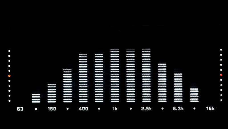 a spectrum analyser display showing mid range frequencies