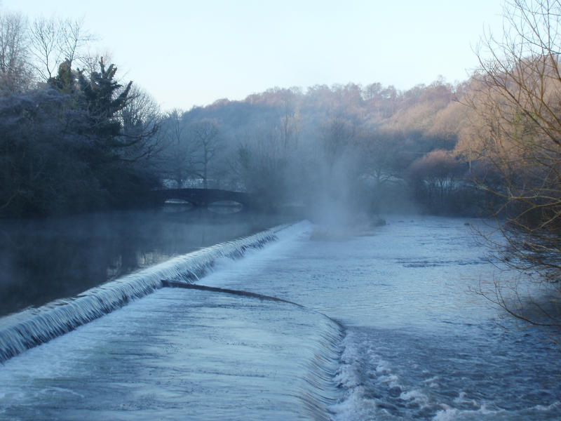 the weir on the river leven at newby bridge