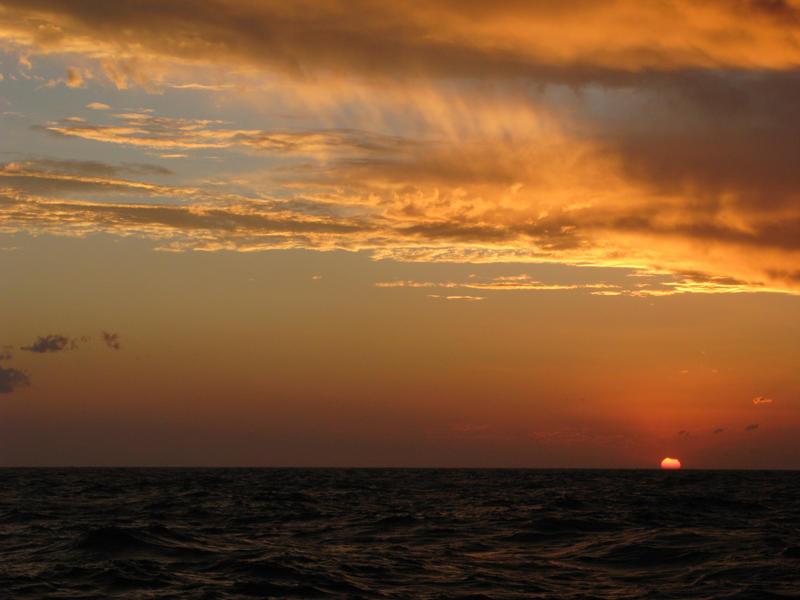 a sunset lilluminating the sky golden orange in color