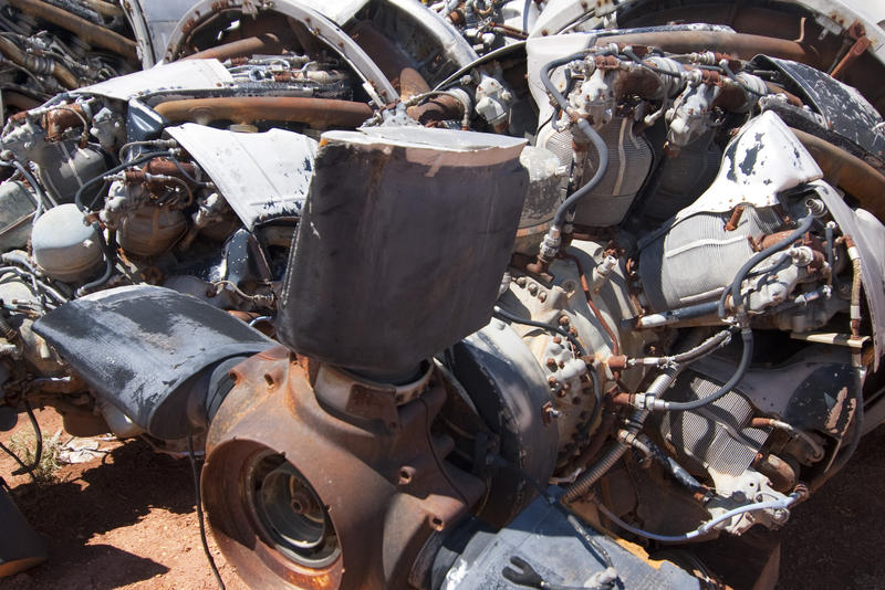 a rusted old aircraft engine