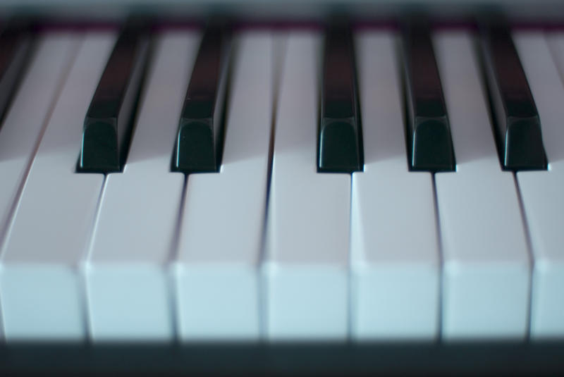 a cross processed coloured image of the keys on a piano keyboard