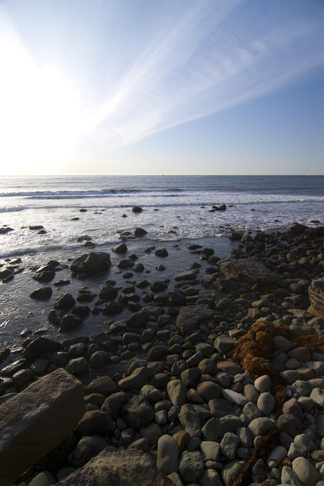 rounded rocks on a foreshore