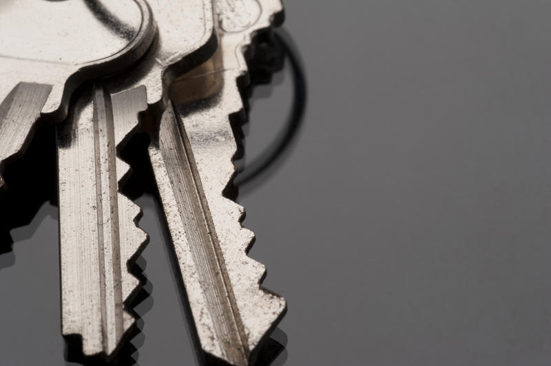 macro image of three keys on a keyring