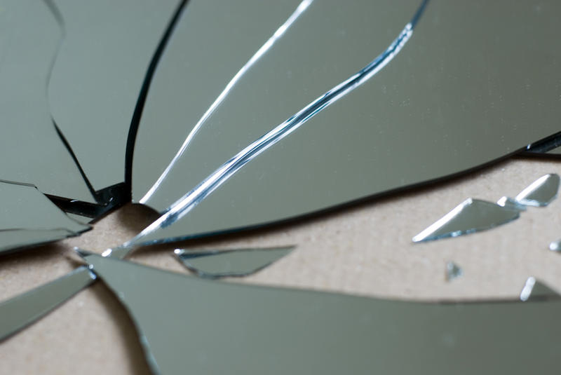sharp pieces of glass from a broken mirror - for the superstitious thats 7 years bad luck