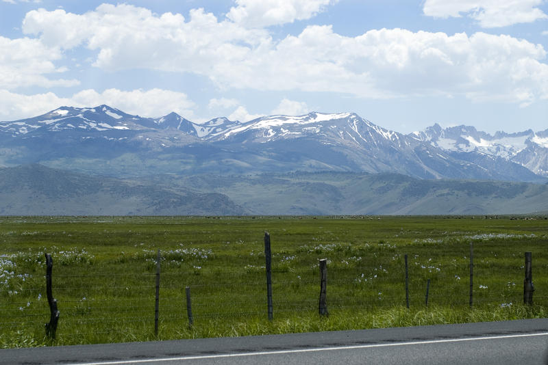 a range of snow capped mountains, california