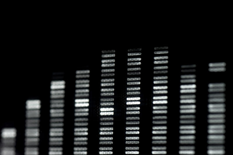 a digital display on a sound system spectrum analyser