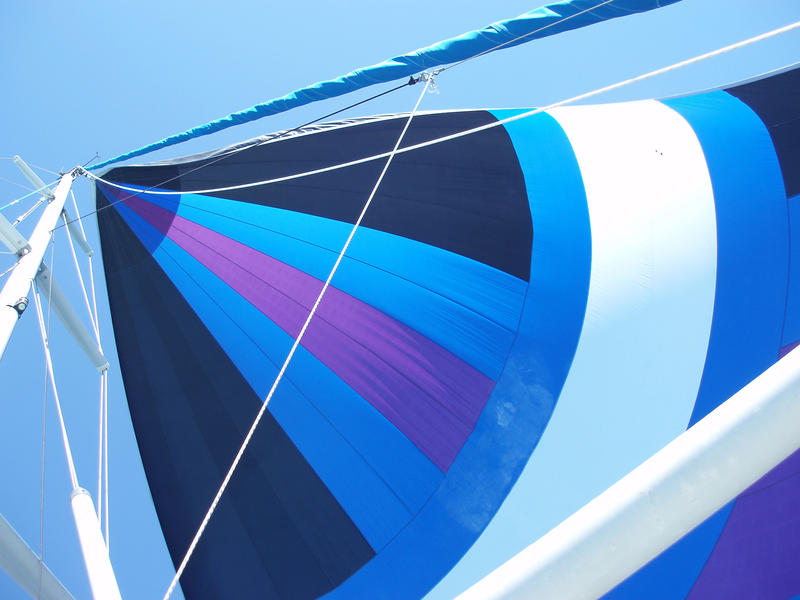 looking up at the spinnaker on a sailing yacht