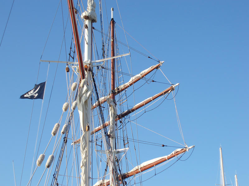 details of a square rigged ships mast