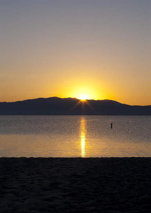 sunset reflections over lake tahoe