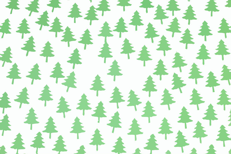 an array of green tree shapes cutout on white