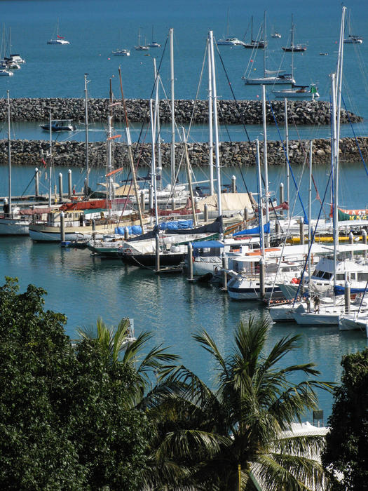 boats in a marina in the whitsundays, Australia