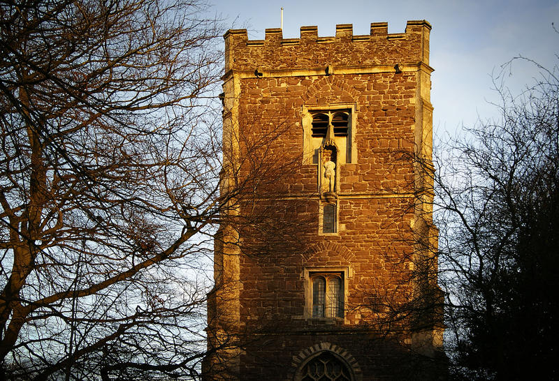 A shot of a church in Newport.