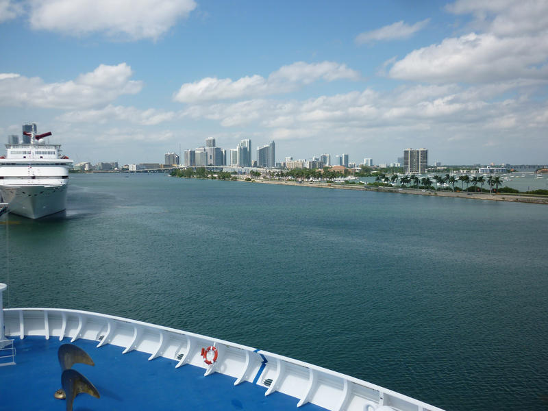 view from a cruise ship leaving post