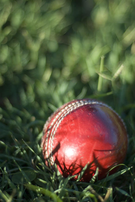 a traditional style red leather cricket ball