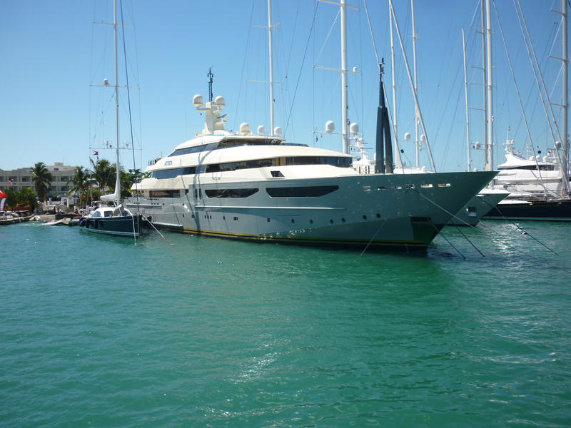 a large motor yacht berthed in st martin,