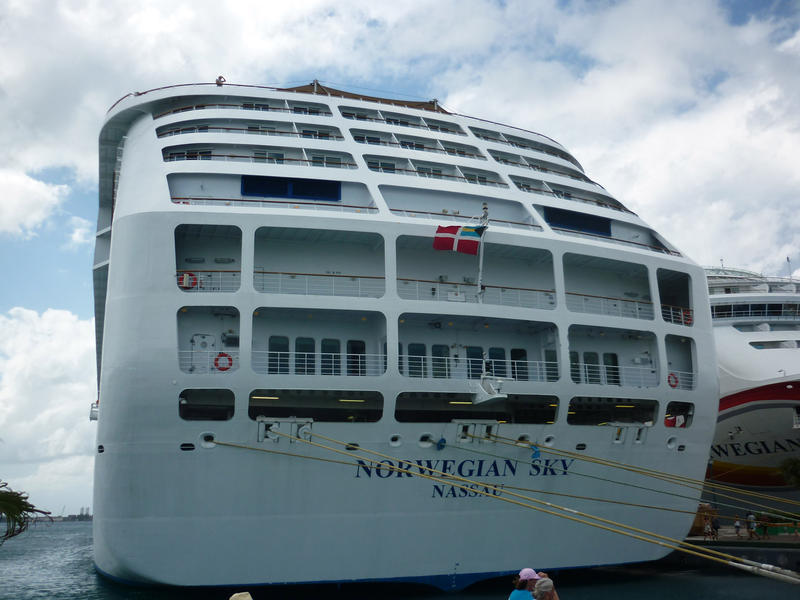 back of the cruise ship the norwegian sky in port : editorial use