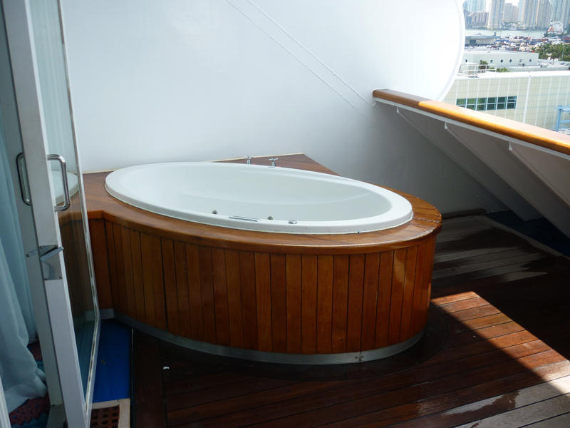 a spa bath on a balcony