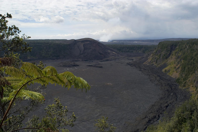 Solidified lava surface that was once a pool of red hot lava in the Kilauea Iki Crater, Hawaii Vonlanoes National Park,