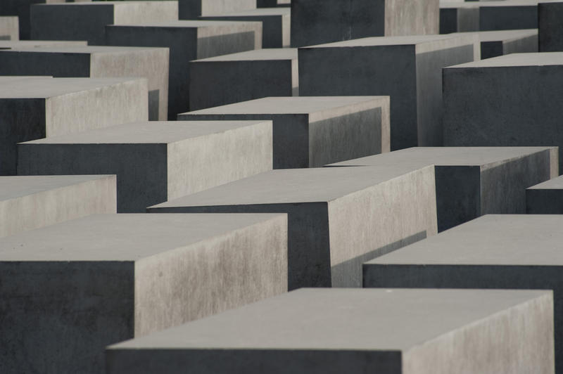 Memorial To The Murdered Jews Of Europe, Berlin commemorating those that were victims of the Holocaust with stelae, or cement slabs, arranged in a grid pattern