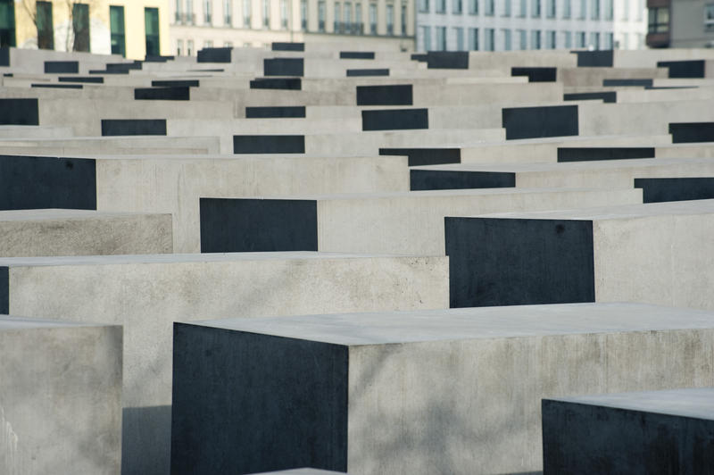 Concrete blocks or stelae at the Memorial to the murdered Jews of Europe in Berlin