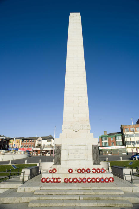 Blackpool Cenotaph which commemorates the lives of those lost in the wars and is close to the North Pier.
