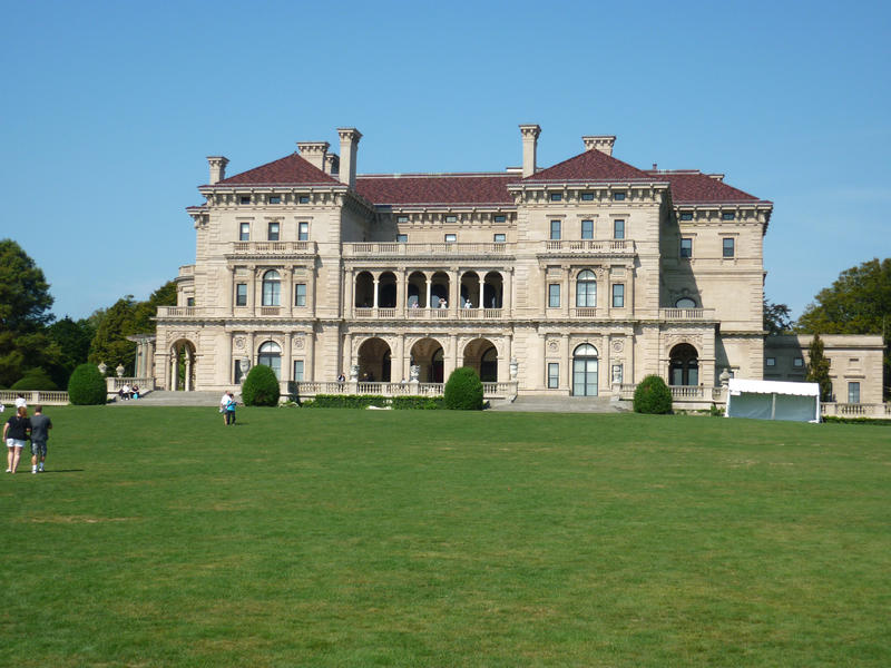 Rear view of the external facade of The Breakers Mansion, Newport , Rhode Island built by the Vanderbilts and now a national monument