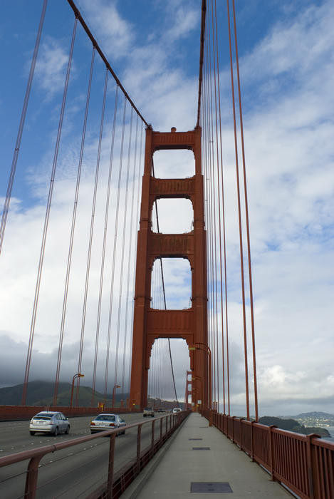 a walk across the golden gate bridge on a cloudy day, san francisco