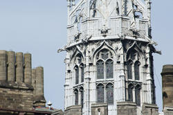 7585   Detail of the Gothic Tower in Cardiff Castle