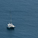 6317   Luxury catamaran moored offshore
