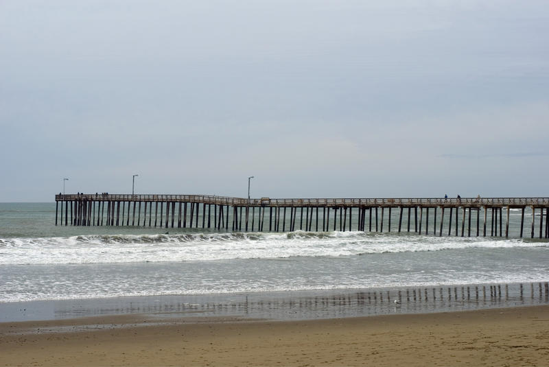 Wooden boardwalk pier at Cayucos, California