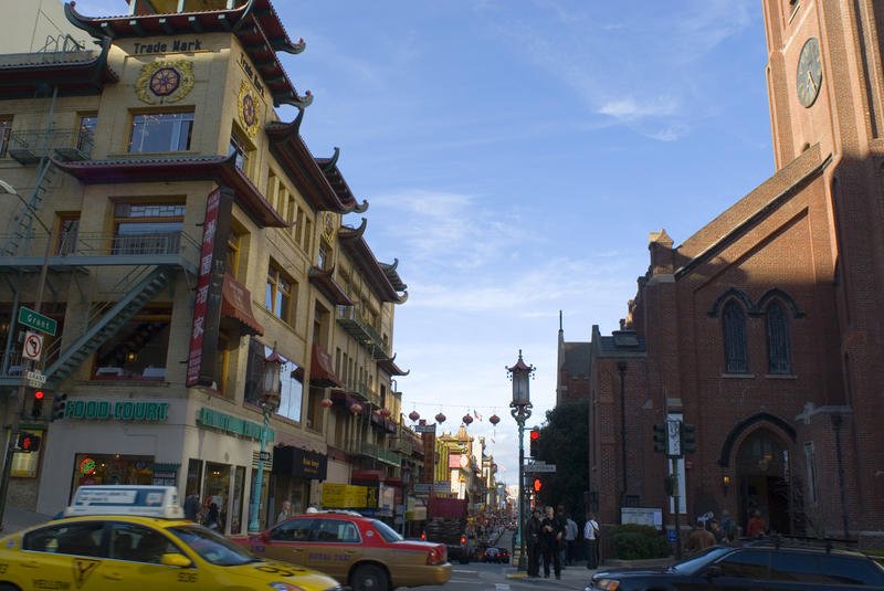 colourful and busy street scene from san franciscos china town