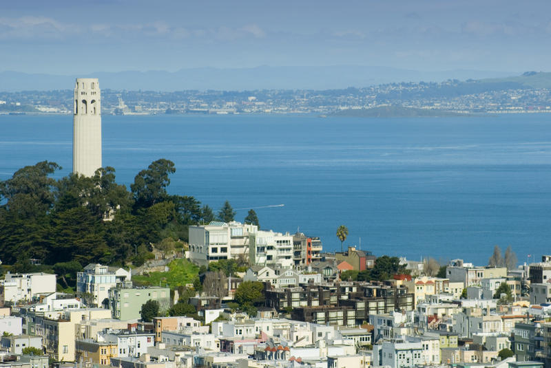 Coit tower san francisco telegraph hill viewed from nob hill