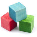 6947   Three colourful wooden blocks
