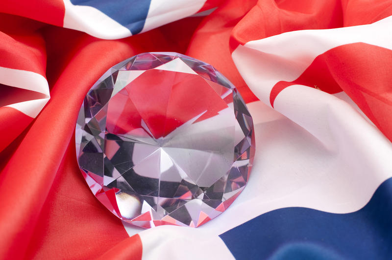 a large diamond resting on a union flag, representation of the royal diamond jubilee celebrations