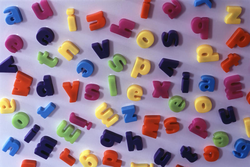 Conceptual image showing the viewpoint of a dyslexic person trying to read and the jumble of letters they perceive due to their diability