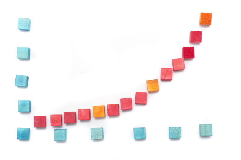 Introducing the graph with a visual representation of a basic graph using colourful wooden blocks