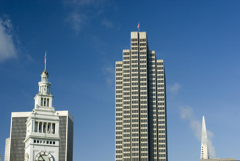 san francisco skyline including the tower of the port of san francisco building, embarcadero,