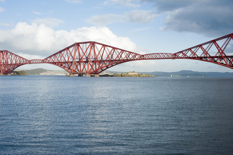 a panormaic view of spans of the forth bridge, scotland