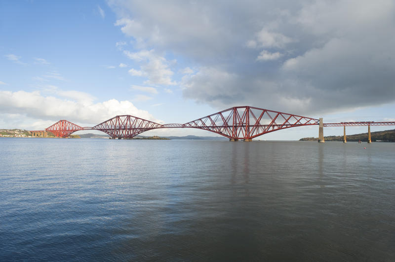 impressive victorian engineering, the rail bridge crossing the firth of forth bridge, east lothian, scotland