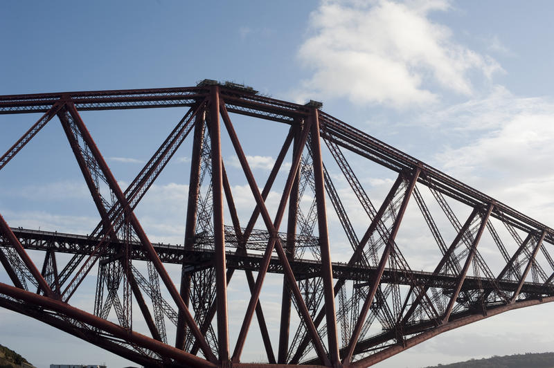 scaffolds on the forth bridge during the renovation works in 2012