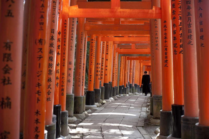 walkways up funari hill are lined with red torii gate, Fushimi Inari-taisha a shrine, Kyoto, Japan