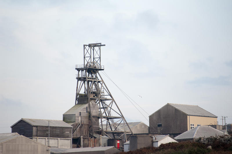 Headgear at Victory shaft at the Geevor tin mine preserved as living mining museum and an important part of the Cornwall and West Devon Mining Landscape