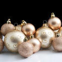 6816   Collection of gold Christmas baubles